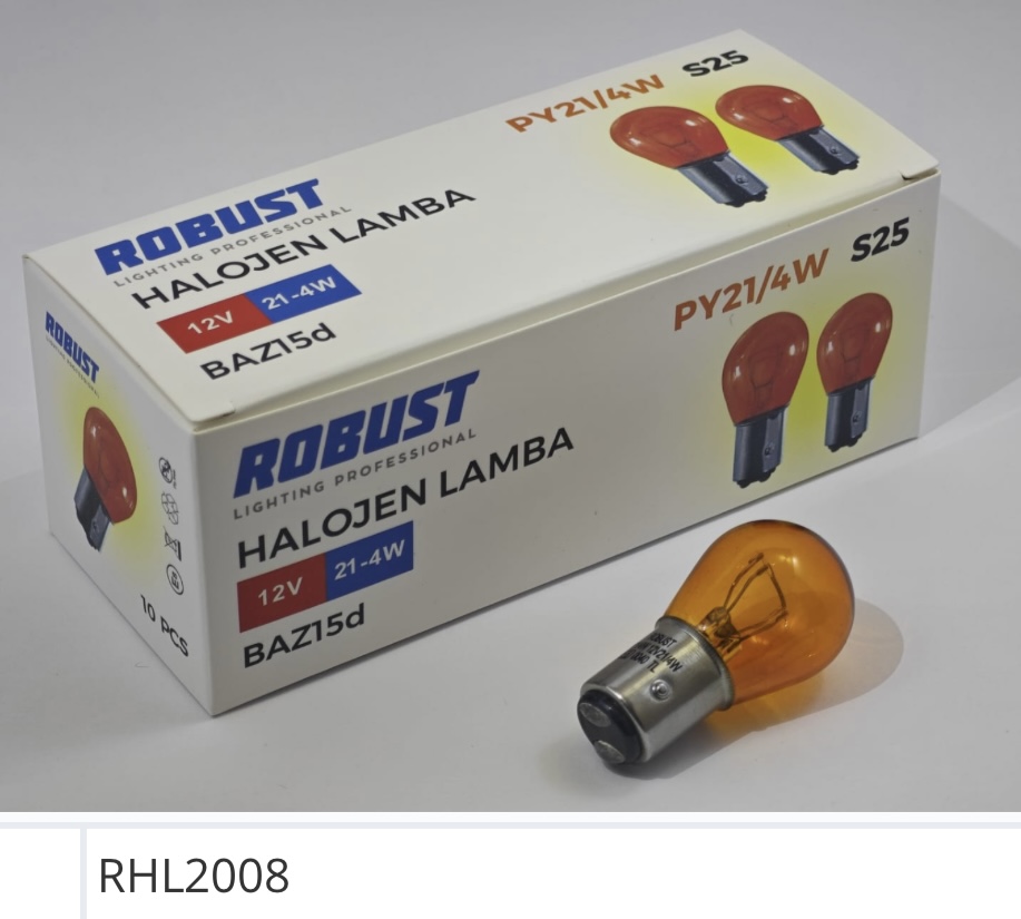 RHL2008 12V 21/4W 1016 YAKIN TIRNAK AMPÜL DİP FLAMA TURUNCU(AMBER)