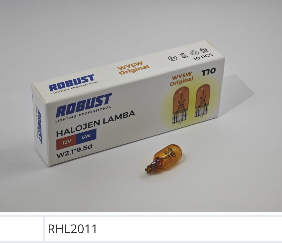 RHL2011 T10 5W BÜYÜK DİPSİZ AMPÜL DOĞAL CAM TURUNCU(AMBER)10LU